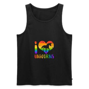 I love Unicorn Unicorn I Love Unicorns colorful - Men's Premium Organic Tank Top - black - Front - Michal (187cm)