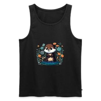 Fleurs de loutre bébé – Loutre - Men's Premium Organic Tank Top - black - Front - AI Model Male 178 light (178cm)