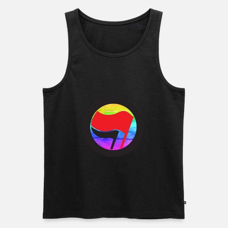 antifa regenbogen - Männer Premium Bio Tank Top - Schwarz