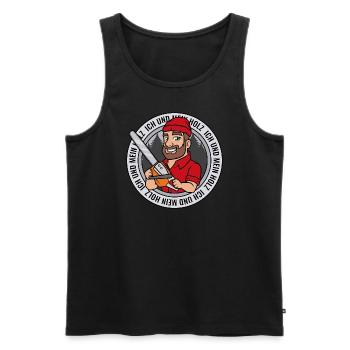 Ich und mein Holz Holzfäller Kettensäge Holz - Männer Premium Bio Tank Top - Schwarz - Vorne - Michal (187cm)