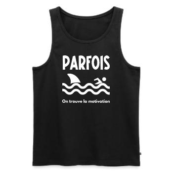 parfois on trouve la motivation - Débardeur bio Premium Homme - noir - Devant - Michal (187cm)