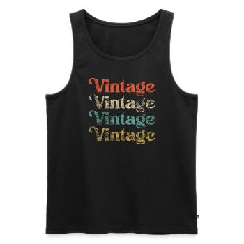 Vintage - Vintage Distressed - Männer Premium Bio Tank Top - Schwarz - Vorne - Michal (187cm)
