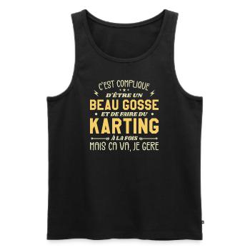 Beaugosse et faire du Karting - Débardeur bio Premium Homme - noir - Devant - Michal (187cm)