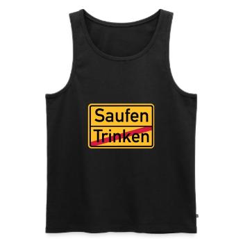 Saufen - Männer Premium Bio Tank Top - Schwarz - Vorne - AI Model Male 178 light (178cm)