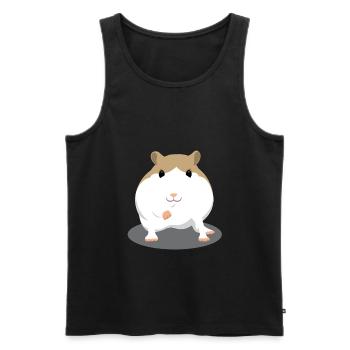 Cute Brown and White Hamster Cartoon - Men's Premium Organic Tank Top - black - Front - AI Model Male 178 light (178cm)