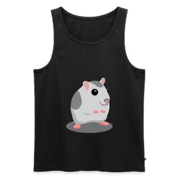 Cute gray hamster cartoon - Men's Premium Organic Tank Top - black - Front - AI Model Male 178 light (178cm)