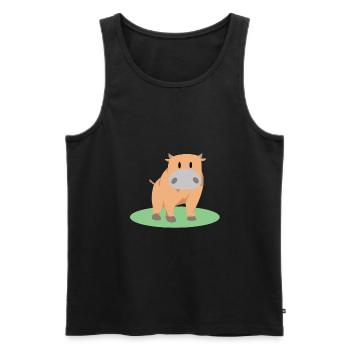 Nette Kuh Standing - Männer Premium Bio Tank Top - Schwarz - Vorne - AI Model Male 178 light (178cm)