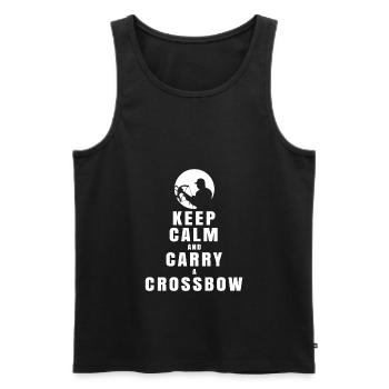 Keep Calm And Carry A Crossbow Armbrust T-Shirt - Männer Premium Bio Tank Top - Schwarz - Vorne - Michal (187cm)