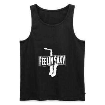 Saxophoniste T-shirt saxophone cadeau joueur - Débardeur bio Premium Homme - noir - Devant - Michal (187cm)