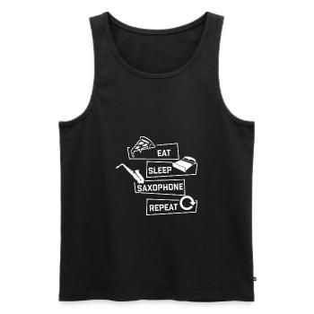 Eat Sleep Saxophon Spieler Shirt Geschenk Sax - Männer Premium Bio Tank Top - Schwarz - Vorne - AI Model Male 178 light (178cm)