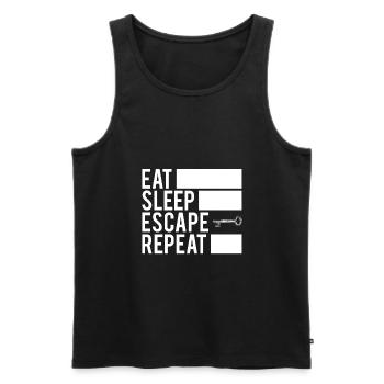 Eat Sleep Escape Repeat T-Shirt Escape Room Team - Men's Premium Organic Tank Top - black - Front - AI Model Male 178 light (178cm)