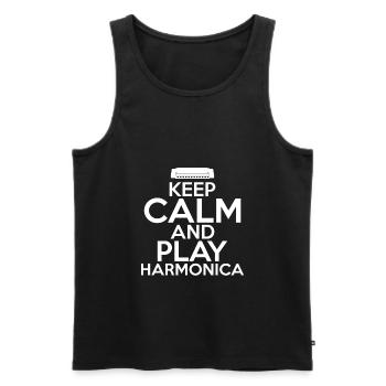 Keep Calm And Play Harmonica Harmonica - Men's Premium Organic Tank Top - black - Front - AI Model Male 178 light (178cm)