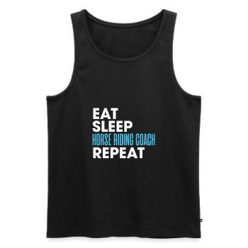 Eat Sleep Horse Riding Coach Repeat T-Shirt - Débardeur bio Premium Homme - noir - Devant - Michal (187cm)