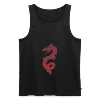 Cadeau t-shirt dragon japonais - Débardeur bio Premium Homme - noir - Devant - Michal (187cm)
