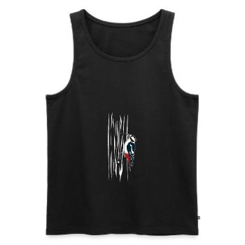 Woodpecker On Tree T-Shirt Gift - Men's Premium Organic Tank Top - black - Front - Michal (187cm)