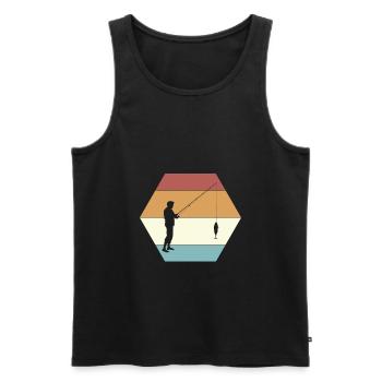 Vintage Retro Angler T-Shirt Gift Fisherman - Men's Premium Organic Tank Top - black - Front - Michal (187cm)