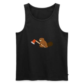 Forest Worker Bieber With Beil Gift Lumberjack - Men's Premium Organic Tank Top - black - Front - AI Model Male 178 light (178cm)