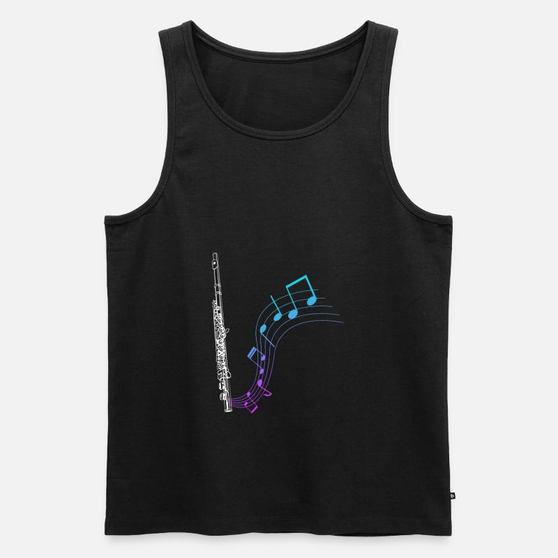 Querflöte Geschenk Musik Noten - Männer Premium Bio Tank Top - Schwarz