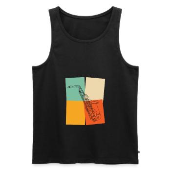 Vintage Retro Saxophone Professeur Cadeau - Débardeur bio Premium Homme - noir - Devant - Michal (187cm)