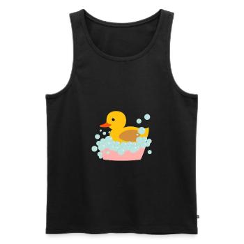 Bathing Duck Gift Yellow Rubber Duck - Men's Premium Organic Tank Top - black - Front - AI Model Male 178 light (178cm)