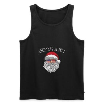 Christmas In July Weihnachtsmann Amerika Flagge - Männer Premium Bio Tank Top - Schwarz - Vorne - Michal (187cm)