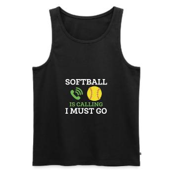 Softball Is Calling I Must Go Shirt Geschenk - Männer Premium Bio Tank Top - Schwarz - Vorne - Michal (187cm)