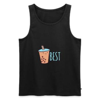 Boba Tea Boba Tea Partner Look - Men's Premium Organic Tank Top - black - Front - AI Model Male 178 light (178cm)