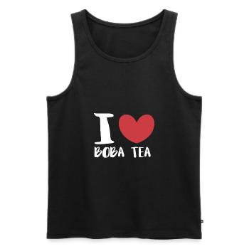I Love Boba Tea Shirt Gift Bubble Tea - Men's Premium Organic Tank Top - black - Front - Michal (187cm)