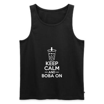 Gardez votre calme et Boba sur le cadeau de la chemise - Débardeur bio Premium Homme - noir - Devant - Michal (187cm)