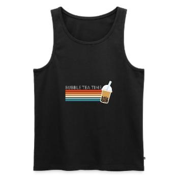 Vintage Retro Bubble Tea Time Shirt Boba Cadeau - Débardeur bio Premium Homme - noir - Devant - Michal (187cm)