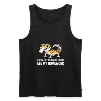 Leopard Gecko Leopard Gecko Reptile Terraristics - Men's Premium Organic Tank Top - black - Front - AI Model Male 178 light (178cm)