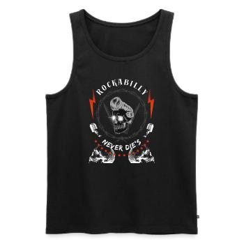 Rockabilly - Männer Premium Bio Tank Top - Schwarz - Vorne - AI Model Male 178 light (178cm)