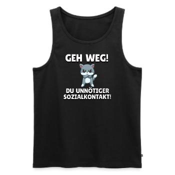 Geh weg du unnötiger Sozialkontakt - Männer Premium Bio Tank Top - Schwarz - Vorne - Michal (187cm)