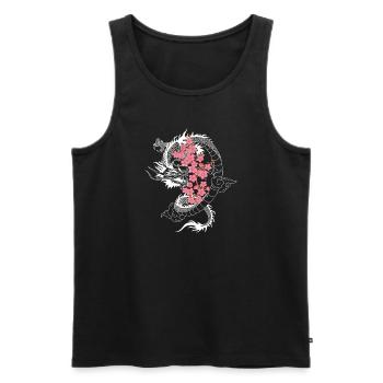 Japanese Dragon Cherry Blossom Tree Sakura Tree - Men's Premium Organic Tank Top - black - Front - AI Model Male 178 light (178cm)