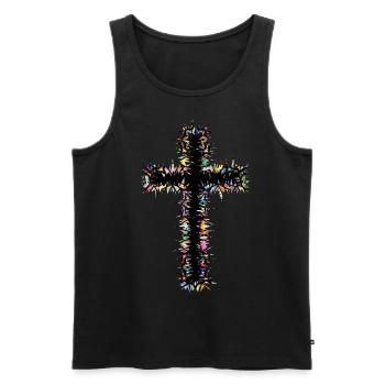 Jesus Christ Crucifixion Cross Religion Gift - Men's Premium Organic Tank Top - black - Front - AI Model Male 178 light (178cm)