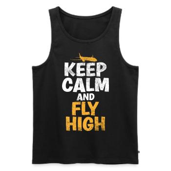 Keep Calm & Fly High Proverbe amusant du - Débardeur bio Premium Homme - noir - Devant - AI Model Male 178 light (178cm)