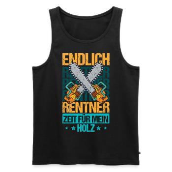 Endlich Rentner Zeit für mein Holz - Männer Premium Bio Tank Top - Schwarz - Vorne - AI Model Male 178 light (178cm)