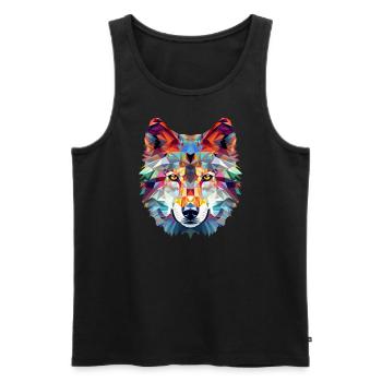 Rêve de couleur WOLF - Débardeur bio Premium Homme - noir - Devant - AI Model Male 178 light (178cm)