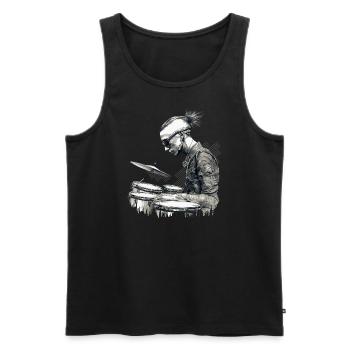 Badass Drummer – Voll auf die Zwölf mit Stil - Männer Premium Bio Tank Top - Schwarz - Vorne - Michal (187cm)