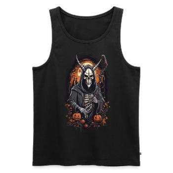 Dämonischer Sensenmann Totenkopf Halloween Design - Männer Premium Bio Tank Top - Schwarz - Vorne - Michal (187cm)