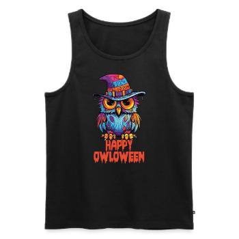 Owl Owl Funny Happy Owloween Owl Lover - Men's Premium Organic Tank Top - black - Front - Michal (187cm)
