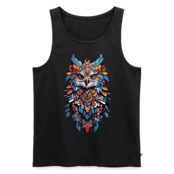 Faucon spirituel Plume Mandala Bohème - Débardeur bio Premium Homme - noir - Devant - Michal (187cm)