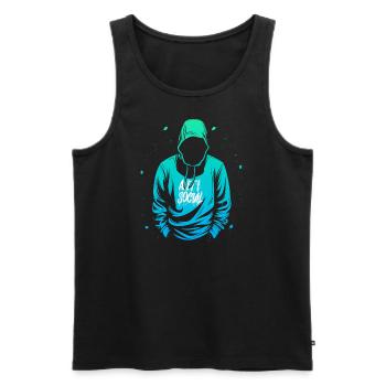 Sweat à capuche antisocial dégradé - Débardeur bio Premium Homme - noir - Devant - Michal (187cm)