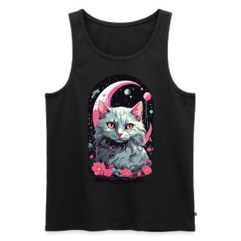 Gothic Pastel Magic Cat Night Aesthetic - Men's Premium Organic Tank Top - black - Front - AI Model Male 178 light (178cm)