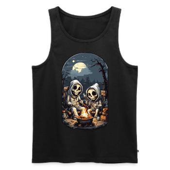 Squelettes drôles Halloween feu de camp - Débardeur bio Premium Homme - noir - Devant - Michal (187cm)