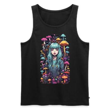 Psychedelic Mushrooms E-Girl Festival Style - Men's Premium Organic Tank Top - black - Front - AI Model Male 178 light (178cm)