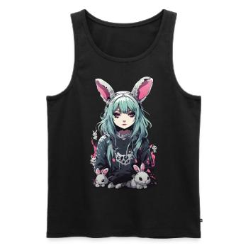 Anime Bunny gothique e-Girl Vintage Design - Débardeur bio Premium Homme - noir - Devant - AI Model Male 178 light (178cm)