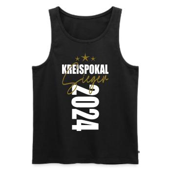 Kreispokal Sieger 2024 - Männer Premium Bio Tank Top - Schwarz - Vorne - Michal (187cm)