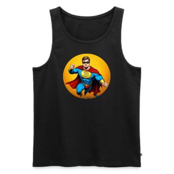 bitcoin superhero flying - Männer Premium Bio Tank Top - Schwarz - Vorne - Michal (187cm)