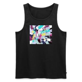 Buntes abstrakt fröhliches Muster Lebensfreude - Männer Premium Bio Tank Top - Schwarz - Vorne - Michal (187cm)